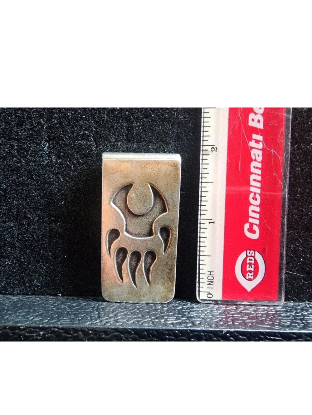 Native American Artist Gilbert Hunter Money Clip Stainless Steel Signed Bear Paw